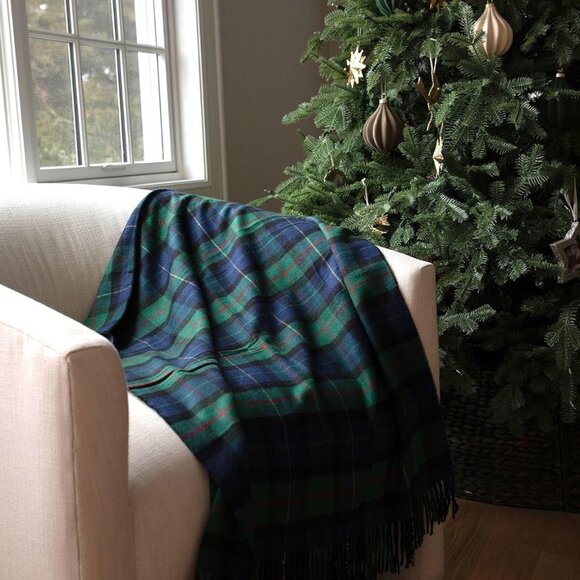 Long & Wide Scottish Clan Tartan Plaid Cashmere Feel Shawl Wrap Winter Warm Scar - Picture 6 of 6